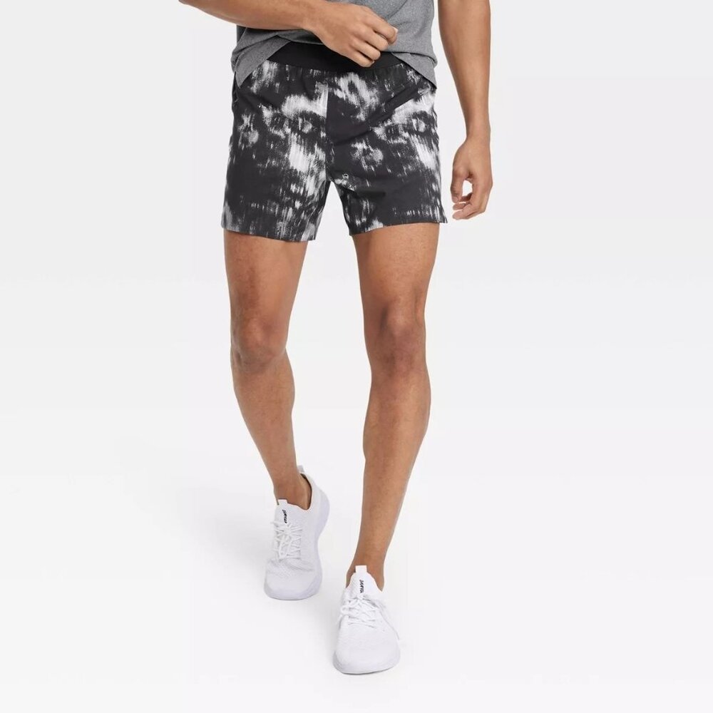 All in Motion Men's Black and White Athletic Shorts